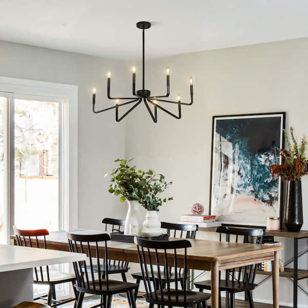 TOZING Modern 8-Light Black Candlestick Chandelier Transitional
