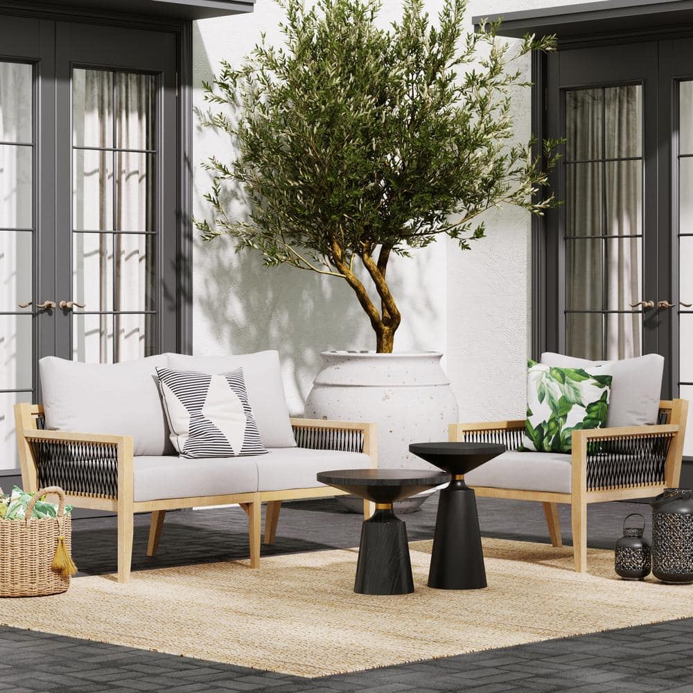 Freya Bohemian Acacia Wood Outdoor Armchair with Cushions