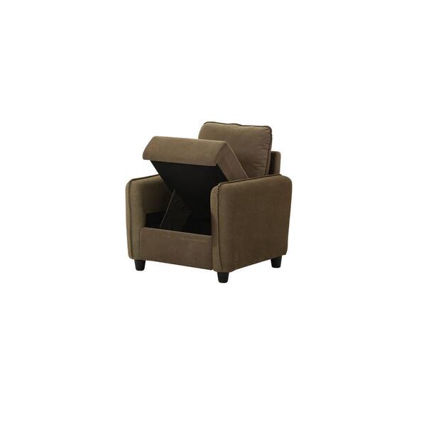 Lifestyle Solutions - Sheldon Microfiber Armchair with Storage in Taupe