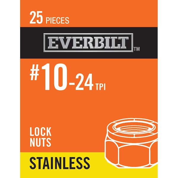 Everbilt #10-24 Stainless Lock USS Nuts (25-Pack)