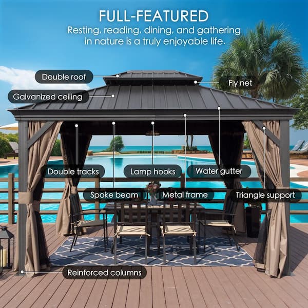 KOZYARD Alexander 12 ft. x 16 ft. Aluminum Gray Hardtop