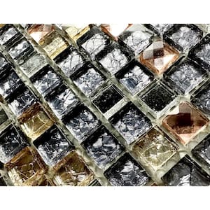 Artistic Jewels Gold Gray Bronze 12 in. x 12 in. Square & Diamond Mosaic Glass & Mirror Wall Tile (10.76 Sq. Ft./Case)
