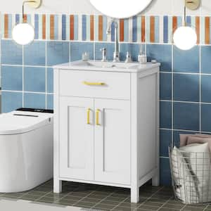 Victoria 19 in. W x 24 in. D x 34 in. H Freestanding Modern Design Single Sink Bath Vanity with Top and Cabinet in White