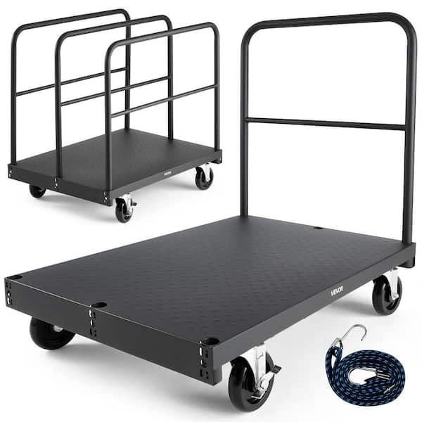 Drywall Cart Dolly, 1800 lbs. Load Capacity, 2-in-1 Steel Panel Truck Cart, 36 x 24 in. Platform Truck, Black