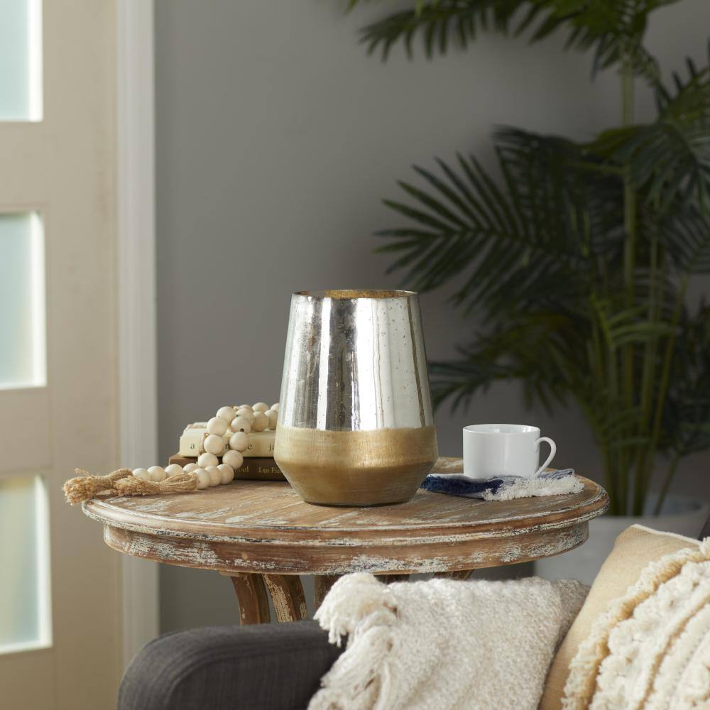 Gold and Silver Glass Hanging Candle Lantern, 7"