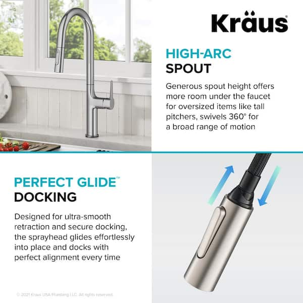 KRAUS Oletto High-Arc Single-Handle Pull-Down Sprayer Kitchen