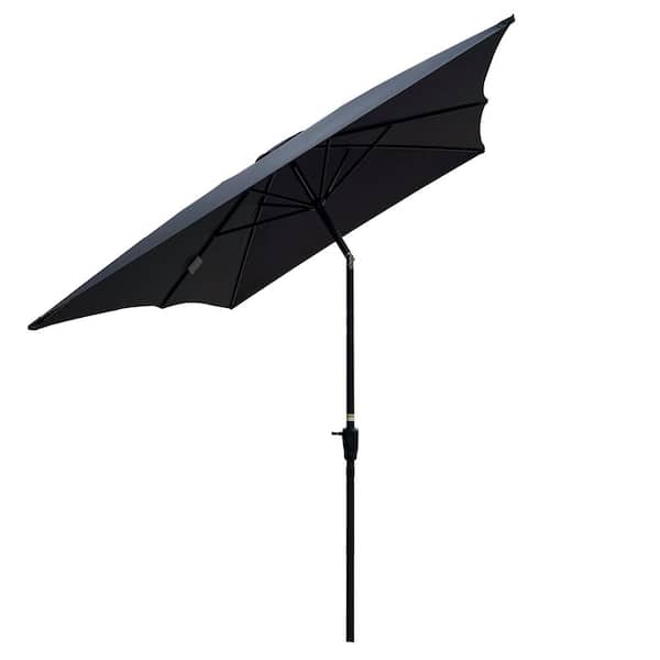 Sudzendf 6 x 9 ft. Market Outdoor Waterproof Patio Umbrella with Crank and Push Button Tilt without flap in Anthracite