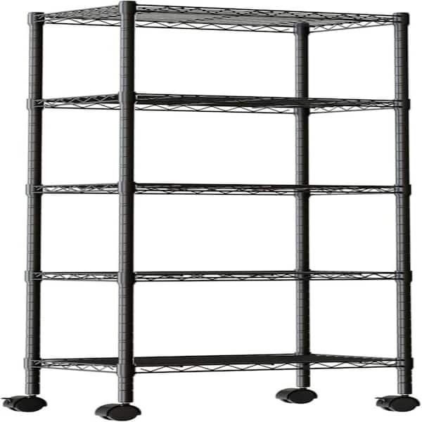 5-Tier Heavy Duty Metal Outdoor Plant Stand Multifunctional Storage Shelf with Removable Wheel Casters