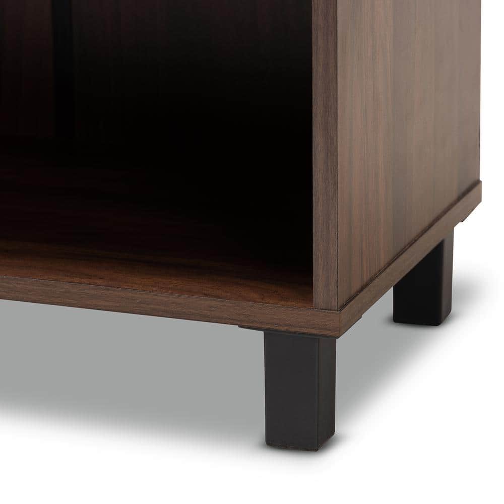 Walnut Brown 2-Door Wood Entryway Shoe Storage Cabinet