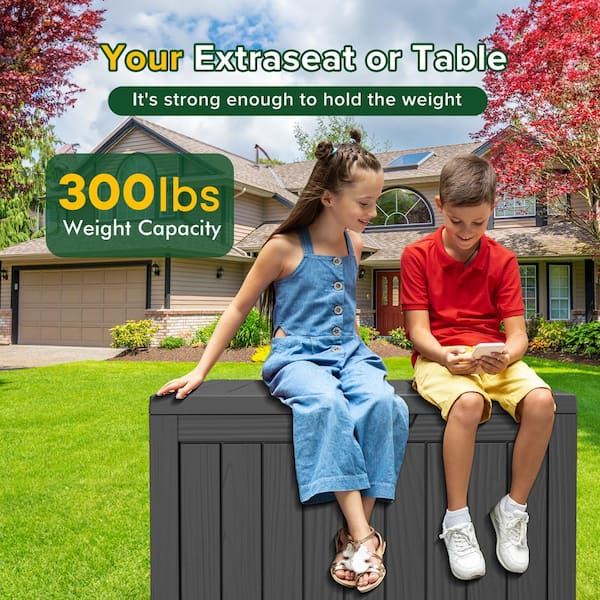 EasyUp 45 Gal. Black Resin Outdoor Storage Deck Box F45GB-BLK