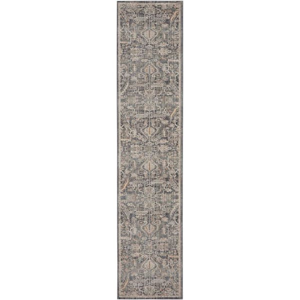 Nourison Lynx Navy Multicolor 2 ft. x 10 ft. All-over design Transitional Runner Area Rug