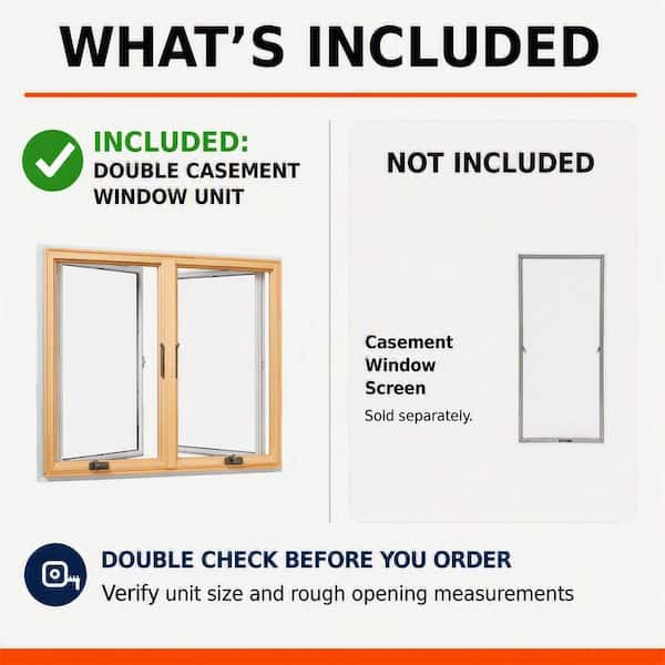 40-3/4 in. x 40-13/16 in. 400 Series White Clad Wood Double Casement Window with Low-E Glass, Pine Int and Stone Hdw