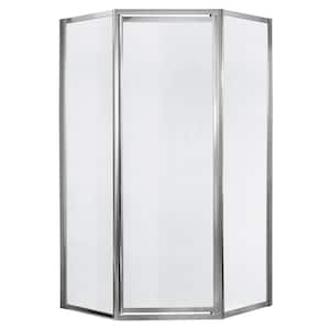 Tides 18-1/2 in. x 24 in. x 18-1/2 in. x 70 in. Framed Neo-Angle Shower Door in Silver and Obscure Glass