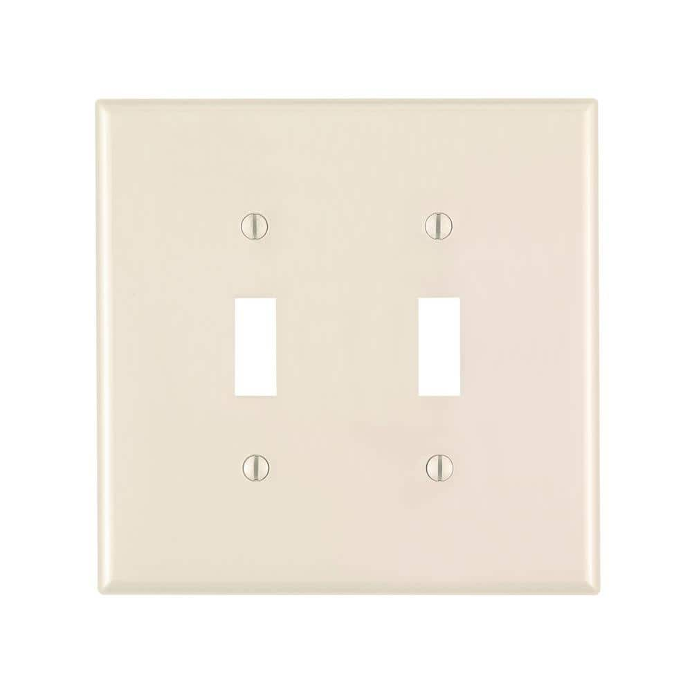 Leviton 2-Gang Light Almond Toggle Nylon Midway/Midsize Wall Plate (1-Pack) 00PJ2-00T