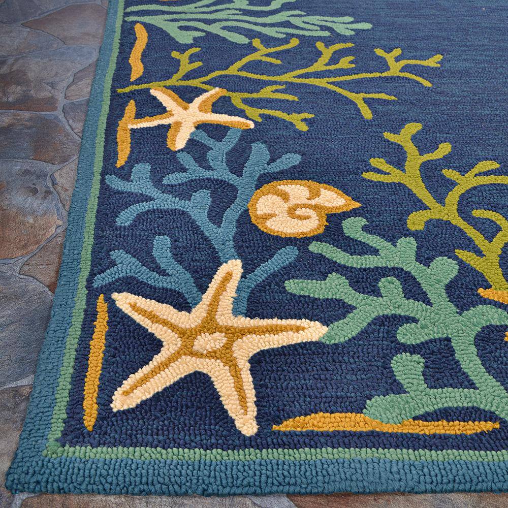 Sea Water Oceanic Blue 5'6" x 8' Handcrafted Synthetic Area Rug
