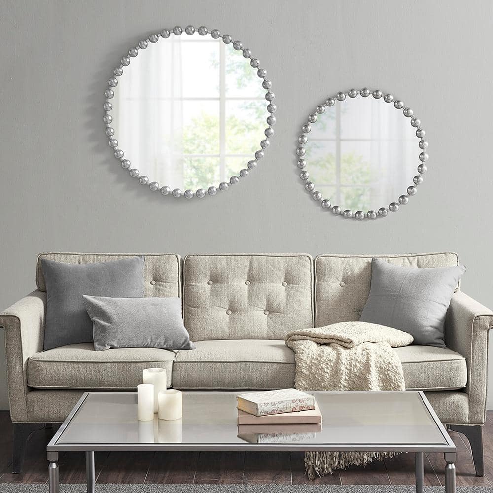 27 in. W. x 27 in. H Round Metal Framed Decorative Accent Wall Mirror, for 