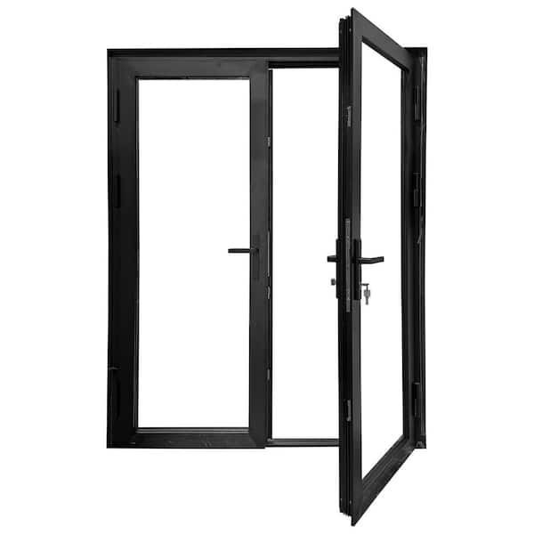 TEZA DOORS Teza French Door 73.5 in. x 96 in. Matte Black Aluminum