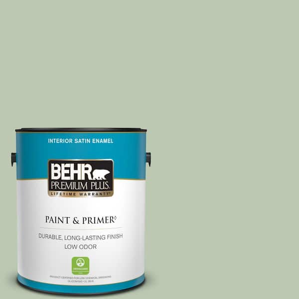 BEHR PREMIUM PLUS 1 gal. #440E-3 Topiary Tint Satin Enamel Low Odor Interior Paint & Primer