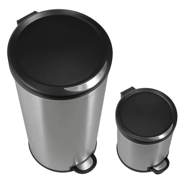 3 l/ 0.8 Gal. Soft Close Small Round Metal Bath Floor Step Trash Can Waste  Bin in Black 6543103 - The Home Depot