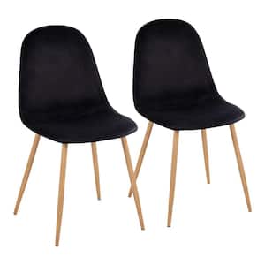 Pebble Black Velvet and Natural Metal Dining Chair (Set of 2)