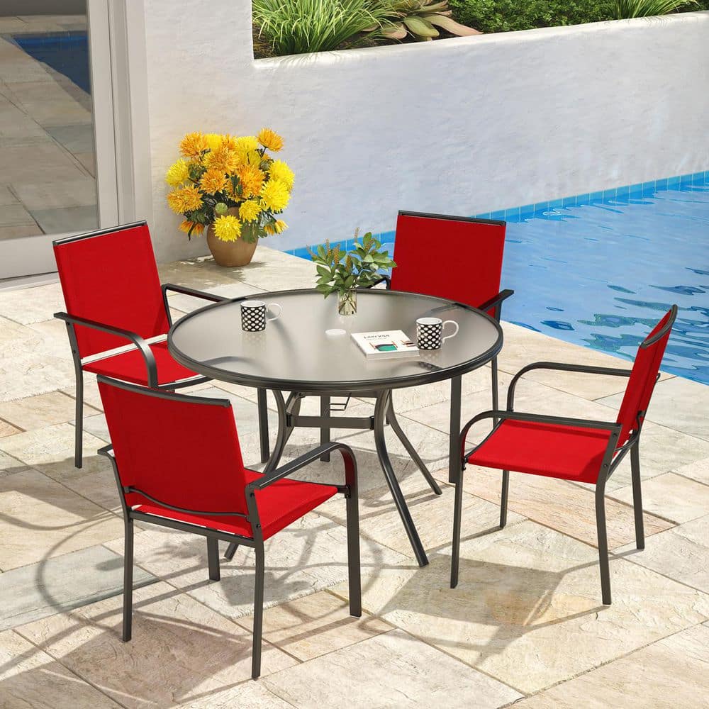 5-Piece Outdoor Dining Set with Tempered Glass Top Table price history on PriceWatchPro