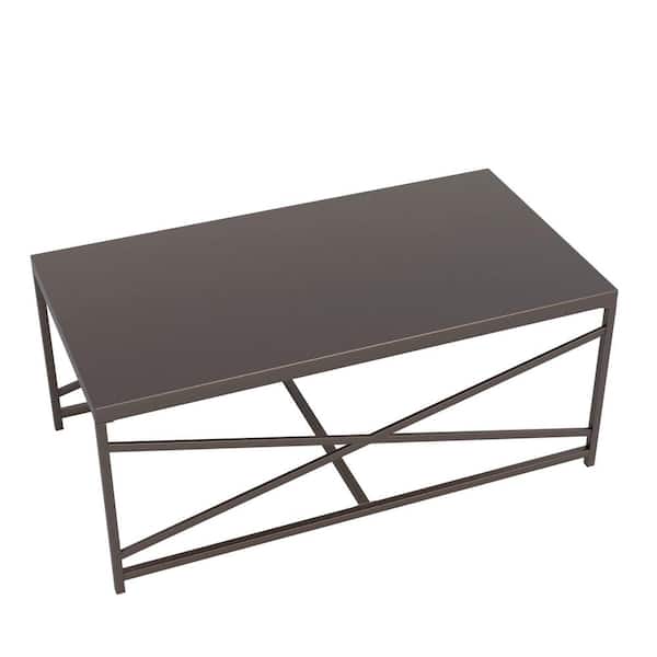 Rectangular Brown Metal Table Dining Set Patio Outdoor Coffee Table