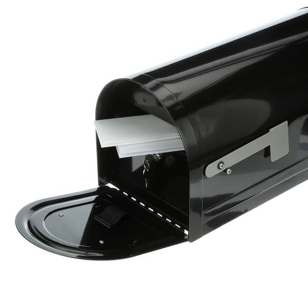 Architectural Mailboxes Reliant Black, Large, Steel, Locking, Post
