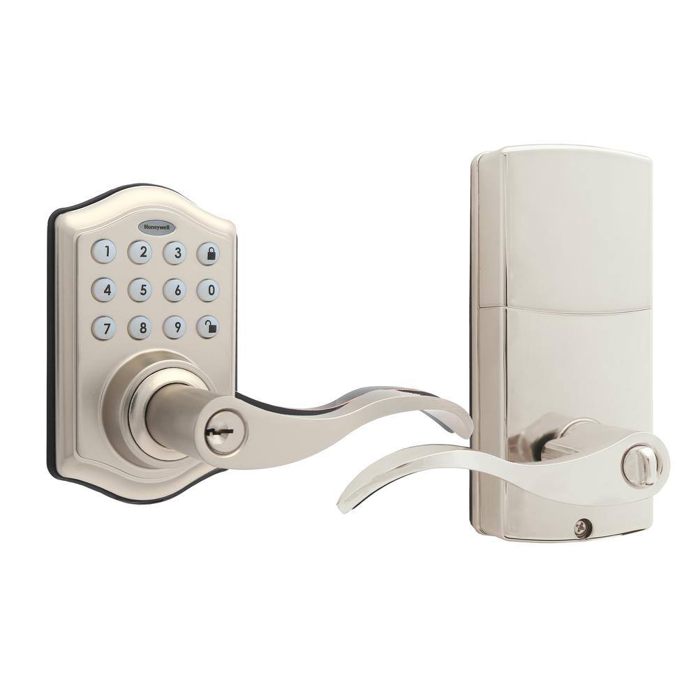 Honeywell Satin Nickel Keypad Electronic Door Lever Entry Lock 8734301 The Home Depot