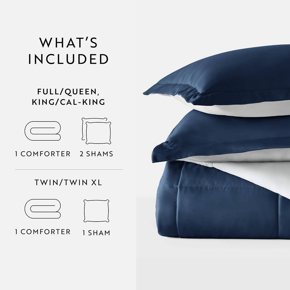 Navy Twin Reversible Down Alternative Microfiber Comforter Set