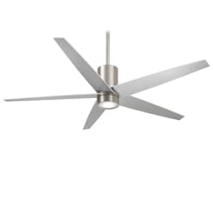 Symbio 56 in. Integrated LED Indoor Brushed Nickel Ceiling Fan with Light with Remote Control