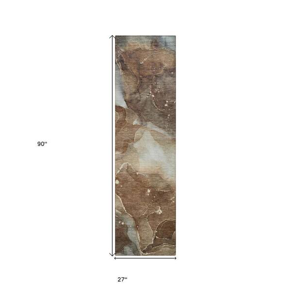 2' X 8' Brown Abstract Indoor Outdoor Area Rug 2' X 8' Brown Abstract Indoor Outdoor Area Rug