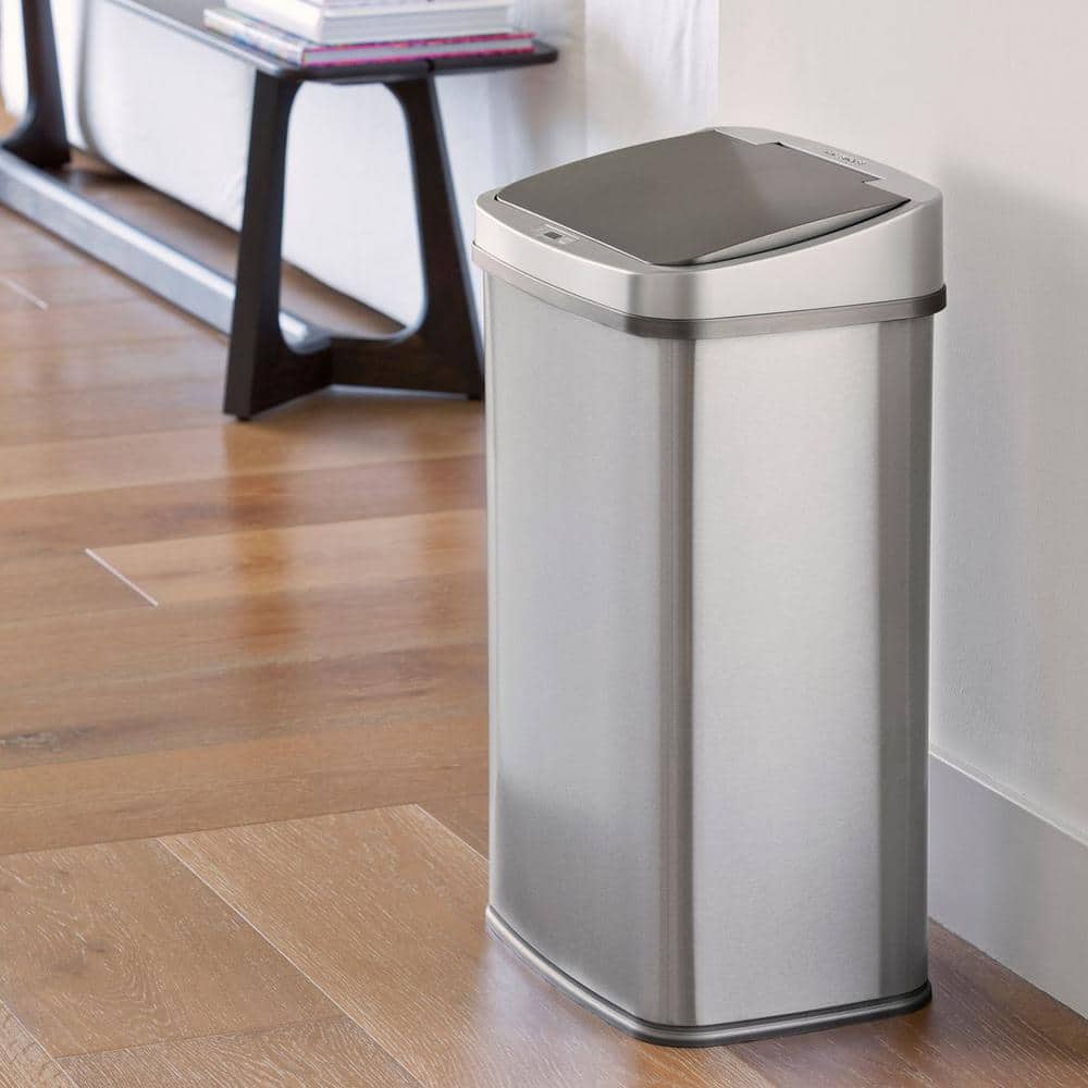 13 Gallon Silver Stainless Steel Touchless Motion Sensor Trash Can