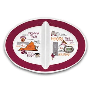 Virginia Tech 16.5 in. Assorted Colors 2 Section Melamine Serving Platter