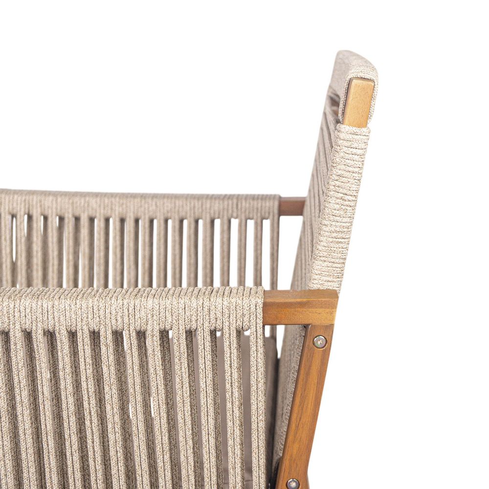 Acacia Wood Outdoor Dining Chairs, Patio Armchair with Handwoven