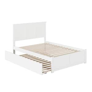 Madison White Full Platform Bed with Flat Panel Foot Board and Full Size Urban Trundle Bed
