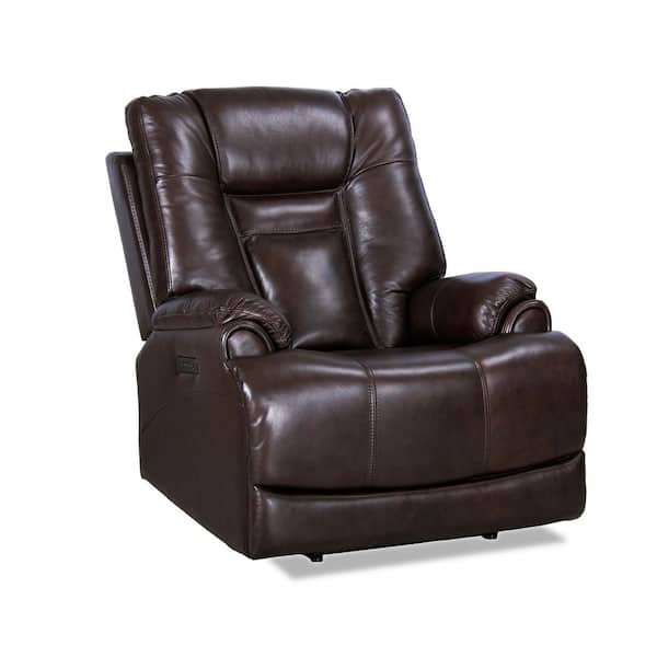 LY & S Latitude 37.5" Width Turin Top Grain Leather Power Recliner Chair Zero Gravity Adjustable Headrest Extendable Footrest