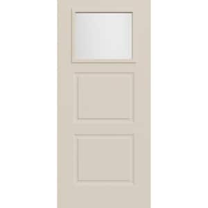 36 in x 80 in 2 Panel 1/4 Lite Right-Hand Inswing Frosted Glass Primed Steel Front Door Slab