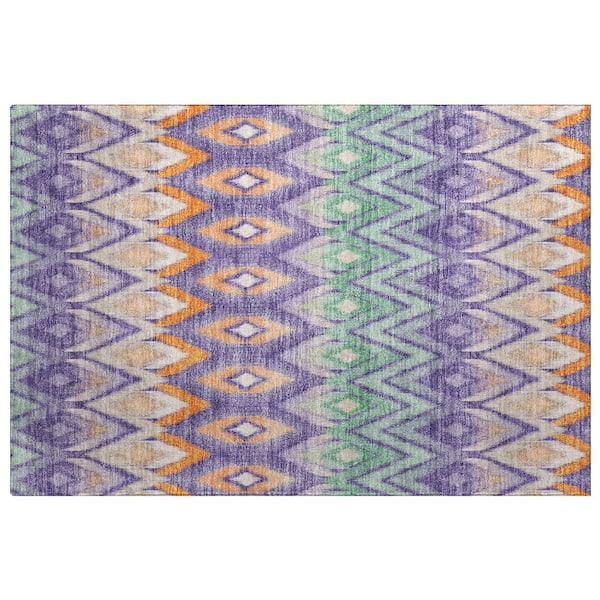 Dream Shag Premium Machine Washable Abstract ADS617 Purple 2 ft. x 3 ft. Accent Rug