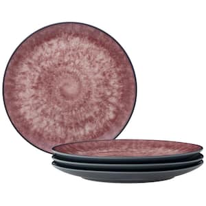 ColorKraft Essence Garnet (Red) Stoneware Set of 4 Coupe Dinner Plates, 10.5"