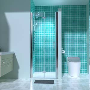 30-31 in. W x 72 in. H Bifold Frameless Shower Door in Chrome Finish with Clear Glass