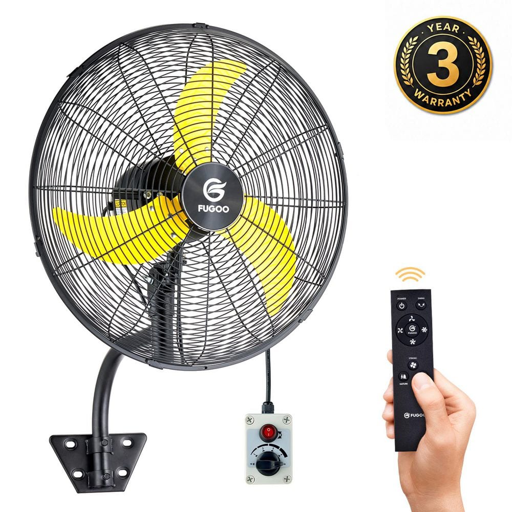 24 in.4-Speed 4400CFM, Oscillating High Velocity Yellow Wall Mount Fan with Remote, IP54, BLDC Motor and Sleep Mode, FCC price history on PriceWatchPro