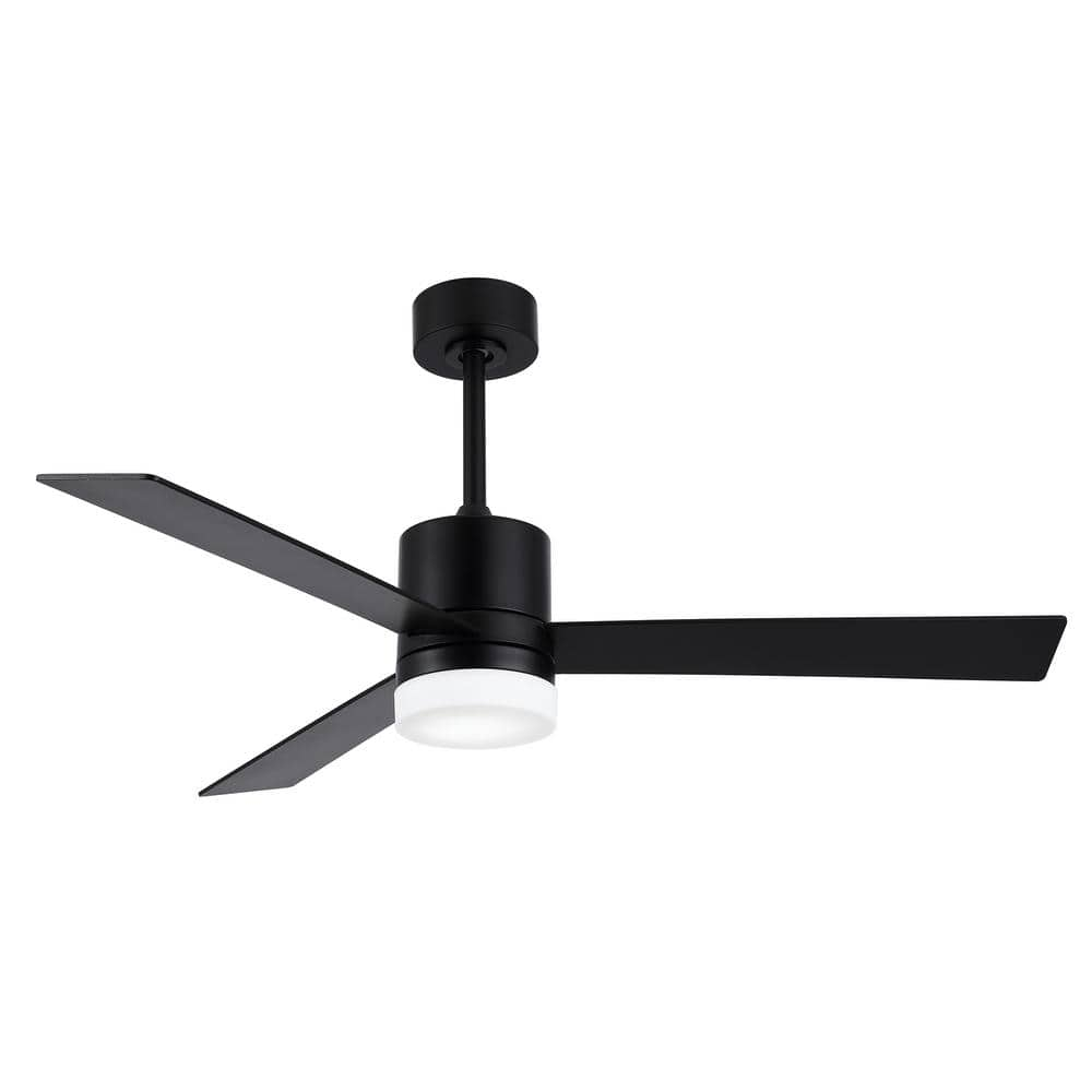 Mlian 52 In. Indoor Black Led Ceiling Fan With Light Kit And Remote 