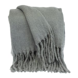 Charlie Gray Solid Acrylic Throw Blanket