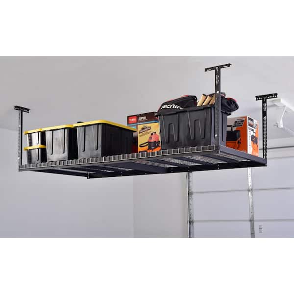 Husky Adjustable Height Overhead Ceiling Mount Garage Rack in Black (42 in. H x 96 in. W x 32 in. D)