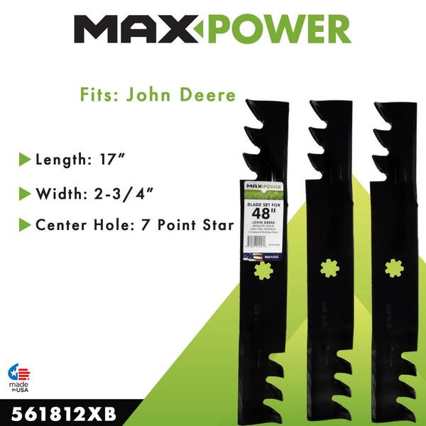 3 USA Blade Will Fit JOHN DEERE M115495 48" GT242 GT262 275 325 335 345 425 44