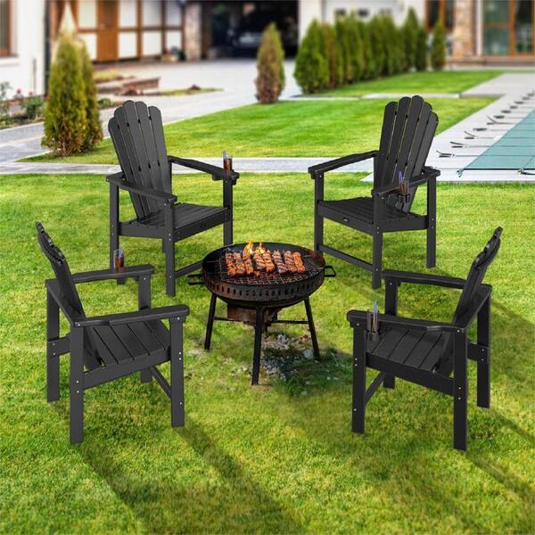 Karl home Black HDPE Patio Stackable Folding Adirondack Chair