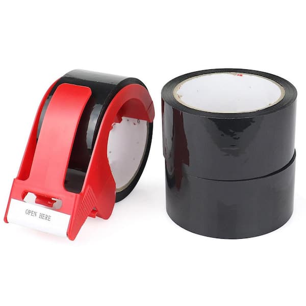 N/A 1.04 lb. 12.32 x 4.06 x 2.44 in. Black Packaging Tape with Dispenser Strong Adhesive Heavy Duty for Moving and Shipping