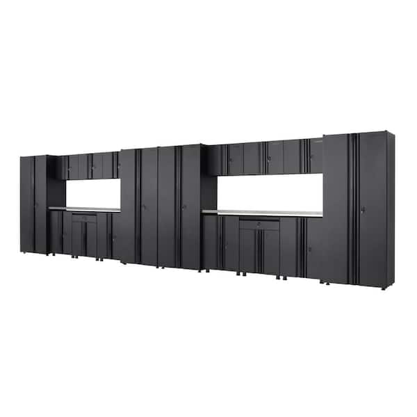 Husky 18-Piece Regular Duty Welded Steel Garage Storage System in Black (265.8 in. W x 75 in. H x 19.6 in. D)