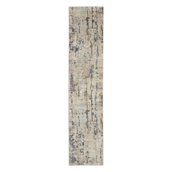 2 ft. x 10 ft. Beige Abstract Washable Area Rug Runner Rug