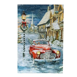 Winter Wonderland Home for the Holidays Car Canvas Print Wall Art with LED Lights